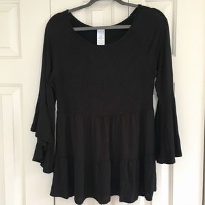 Black Bell Sleeve Boho Shirt